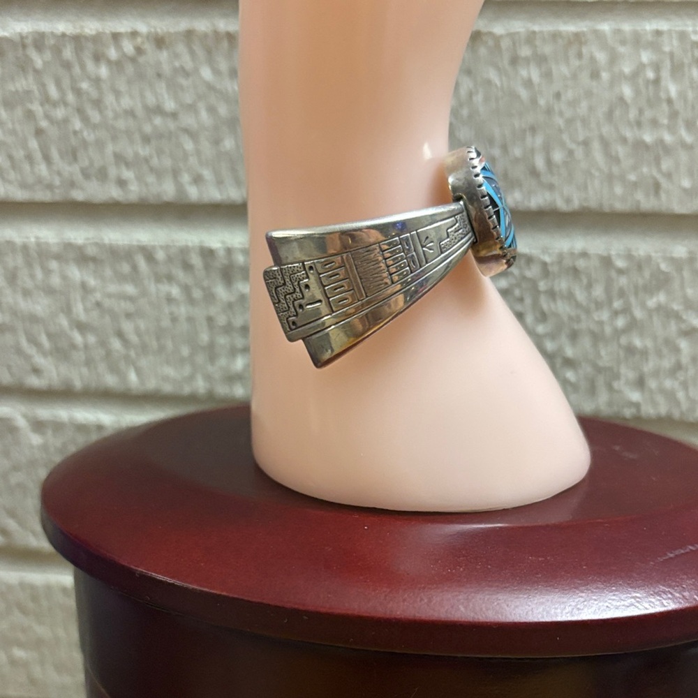 SOLD Sterling RMT X Carolyn Pollack Relios Morning Star Genuine Stone Inlay Cuff - Picture 5 of 14